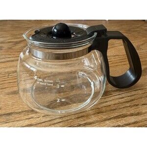 Mr. Coffee 4-Cup Glass Coffee Carafe Decanter Clear Black Handle & Lid K023TG